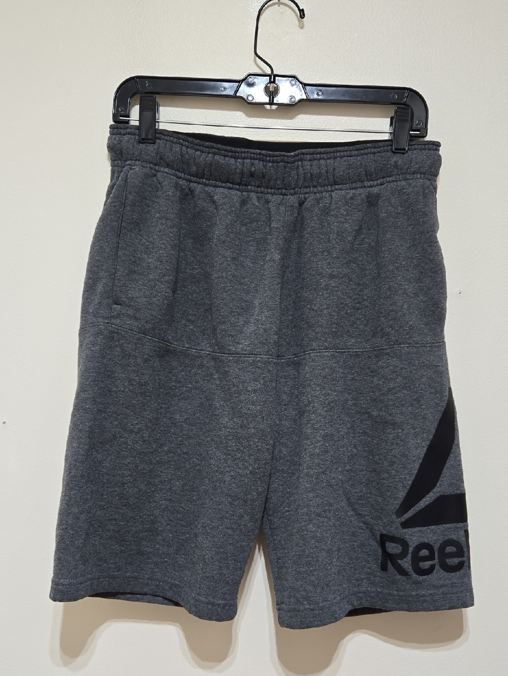 Reebok Gray Men’s Athletic Shorts with Black Logo